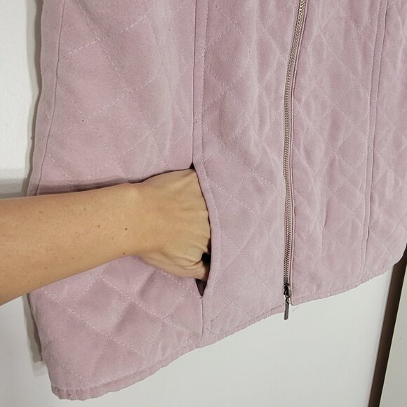 Conradc Women Pink Sleeveless Full Zip Up Studded Detailing Quilted Vest Size 6 - Picture 8 of 13